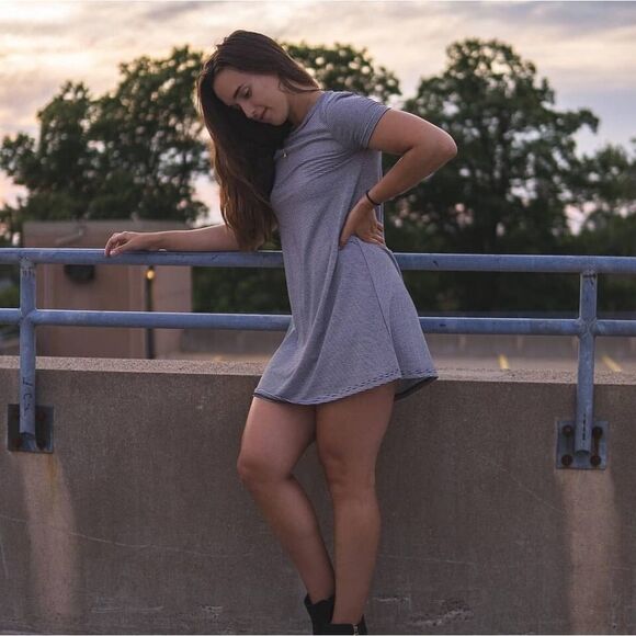 Poof! New❤York Women's Navy Stripe Swing Dress - Picture 1 of 10
